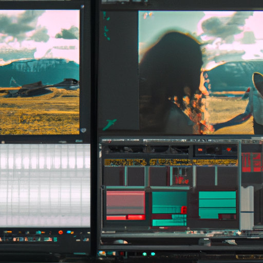 תמונה במסך מפוצל המציגה סצנה מתוך סרטון מוזיקה ותהליך העריכה